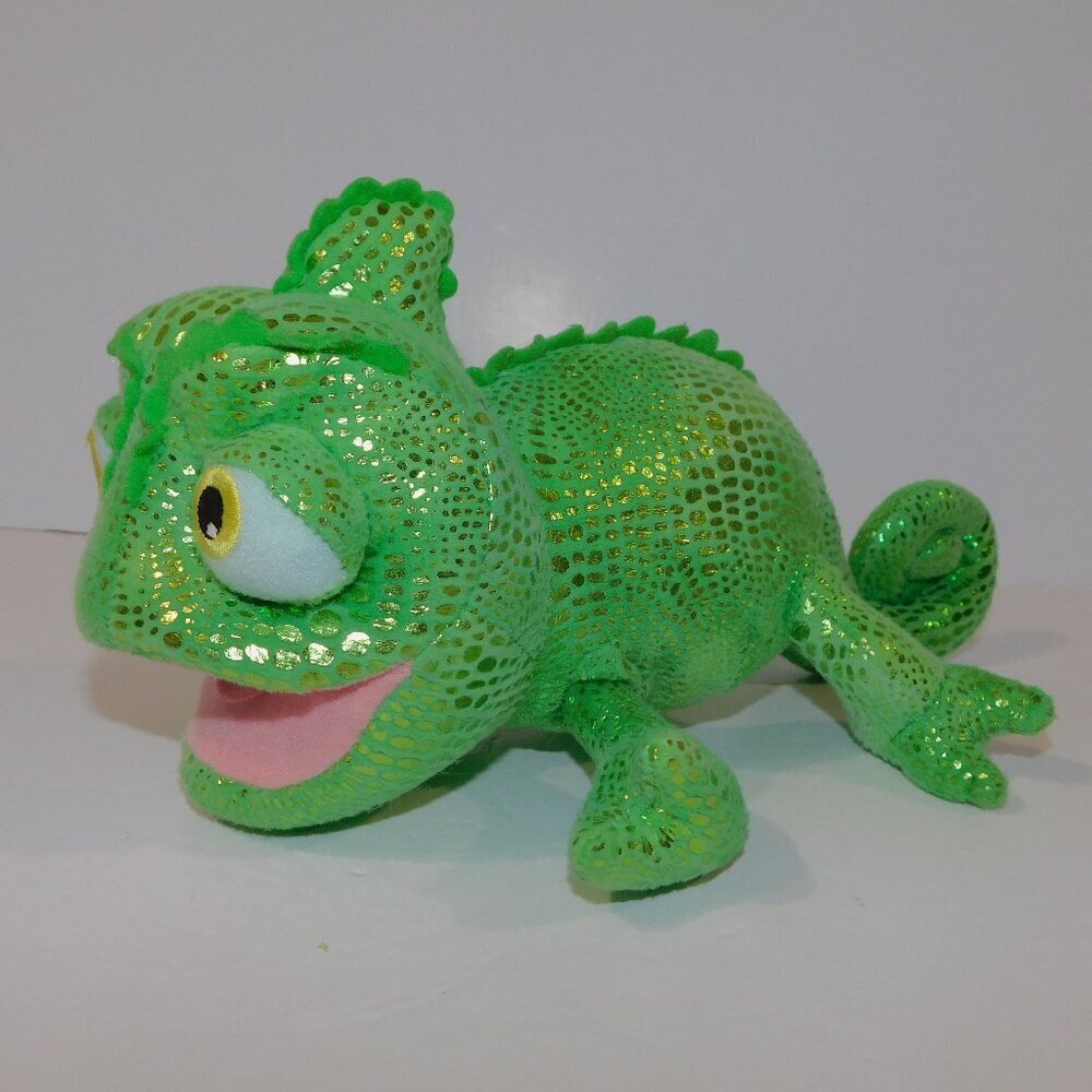 Disney Tangled Lizard Pascal Green chameleon Rapunzel 11" metallic Plush Stuffed